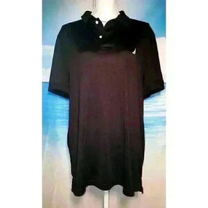 NAUTICA Mens BLACK Shirt GOLF TENNIS Polo style top Lightweight STRETCH size Lg